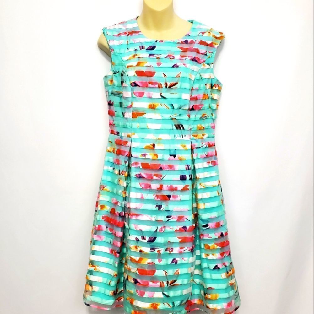 Sandra Darren Floral Striped Dress‎ (D328) Size 6